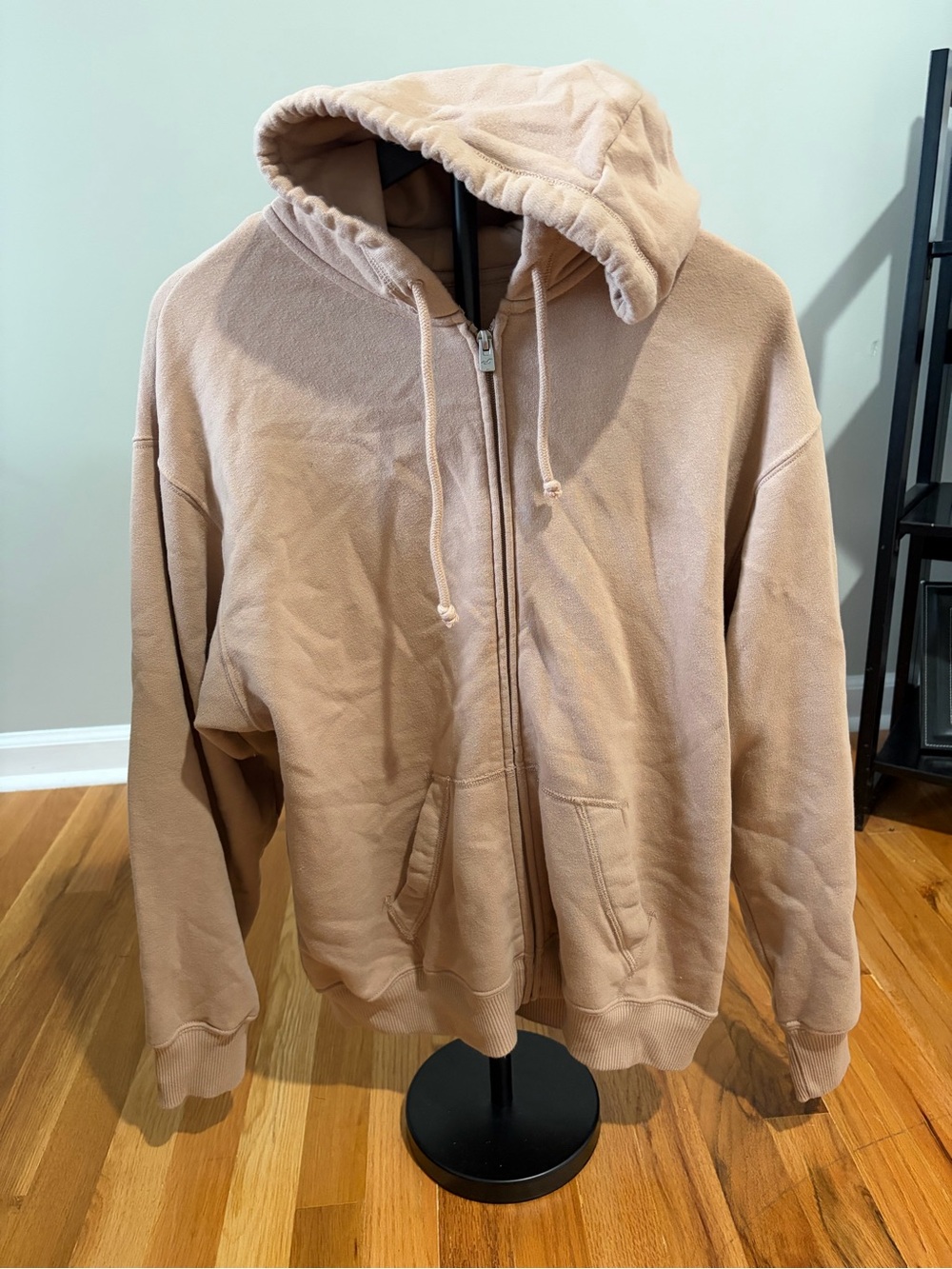 Women’s Zip-Up Hooded Sweatshirt in Light Beige
